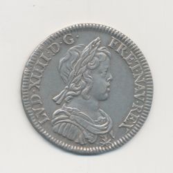 Louis XIV - 1/4 écu mèche courte - 1644 A Paris - SUP
