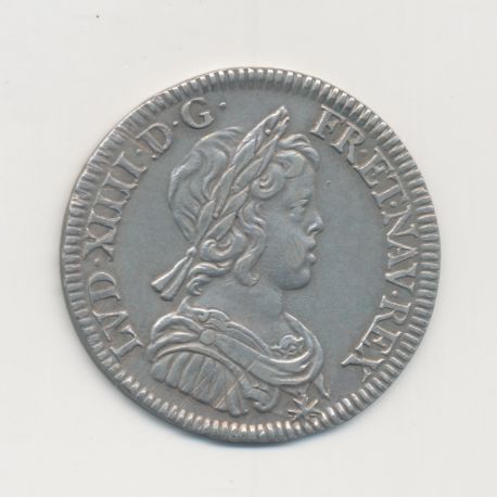 Louis XIV - 1/4 écu mèche courte - 1644 A Paris - TTB+/SUP