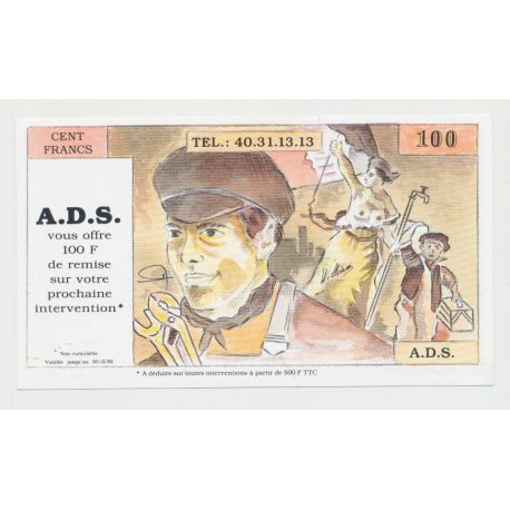 Billet publicitaire - 100 Francs - modele delacroix - ADS