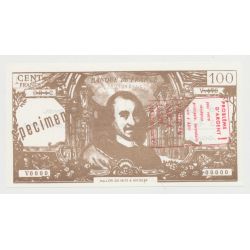 Billet publicitaire - 100 Francs Corneille specimen - problème d'argent