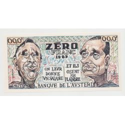 Billet publicitaire - Zéro Franc - Banque de l'austérité 