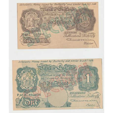 Billet publicitaire - Lot 2 Billets anglais specimen - Butterfly