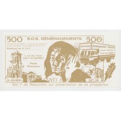 Billet publicitaire - 500 Francs Pascal - SOS Déménagements
