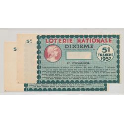 Billet Loterie nationale - 1/10 1937 - Lot 2ex