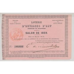 Billet Loterie d'ouvrages d'art - salon de 1859 - 1 Franc