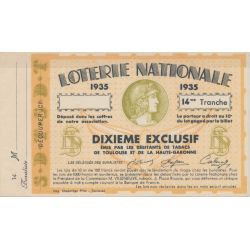 Billet Loterie nationale - 1/10 1935 - Tabacs Toulouse et haute garonne
