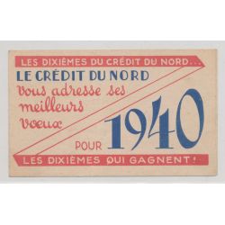 Billet Loterie nationale - Crédit du nord 1940 