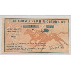 Billet Loterie nationale - Grand prix de Paris 1936