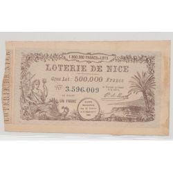 Billet Loterie de Nice - 1884 - Billet 1 Franc