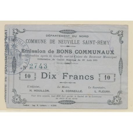 Dept59 - 10 Francs Neuville - 29.08.1915 - TTB