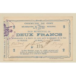 Dept59 - 2 Francs Oisy - 1915 - TTB+