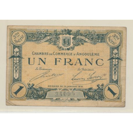 Dept 16 - 1 Franc Angoulême - 1915 - 3e série - TB+