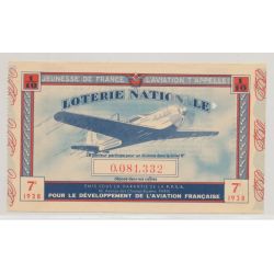 Billet Loterie nationale - Jeunesse de France - l'aviation t'appelle - 1938