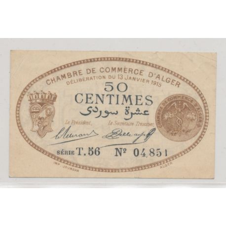 50 Centimes Alger - 1915 - série T - TTB