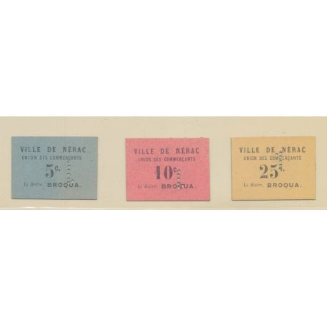 Dept47 - Lot 3 billets carton - 5/10/25 Centimes - SUP