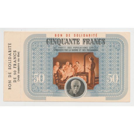 Bon de solidarité - 50 Francs Pétain - avec souche - N°287.889 - SUP+