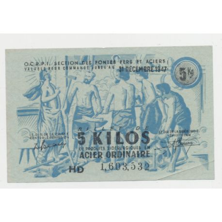 Billets 5 Kilos acier ordinaire - 1947 - TTB