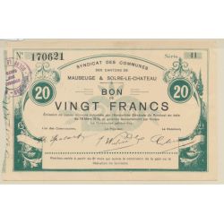 Dept59 - 20 Francs Maubeuge - 1916 - TTB+/SUP