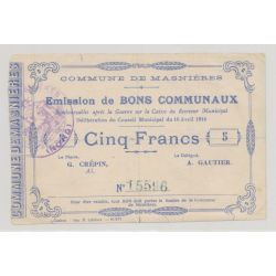 Dept59 - 5 Francs Masnières - 1915 - TB/TB+