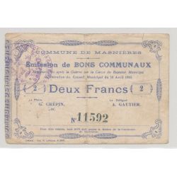 Dept59 - 2 Francs Masnières - 1915 - TB