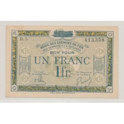 1 Franc - Régie des chemins de fer des territoires occupés - TTB+