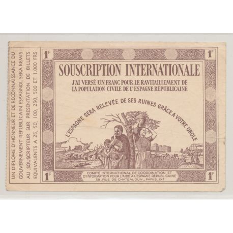 1 Franc - Souscription internationale - TTB