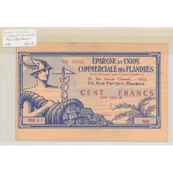 100 Francs surchargé 1 Nouveau Franc - Épargne et union commerciale des Flandres - TTB