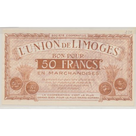 Dept87 - 50 Francs 1886 - Union de Limoges - SUP
