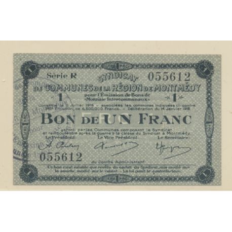 Dept55 - 1 Franc Montmedy 1916 - SPL+