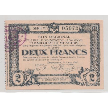 Dept54 - 2 Francs Thiaucourt 1916 - SUP+