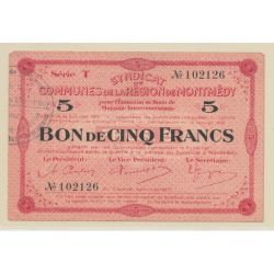 Dept55 - 5 Francs Montmedy 1916 - Sup