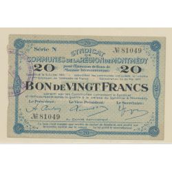 Dept55 - 20 Francs Montmedy 1916 - Sup