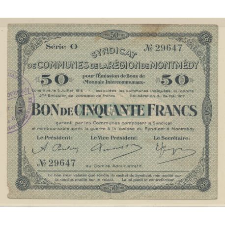Dept55 - 50 Francs Montmedy 1916 - TTB