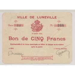 Dept54 - 5 Francs Lunéville 1914 - SUP+