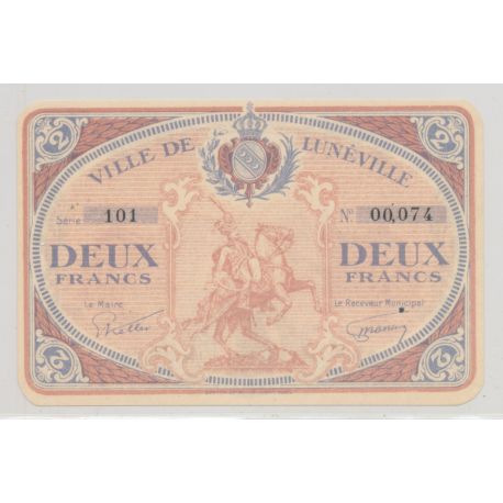 Dept54 - 2 Francs Lunéville 1914/1918 - SPL+