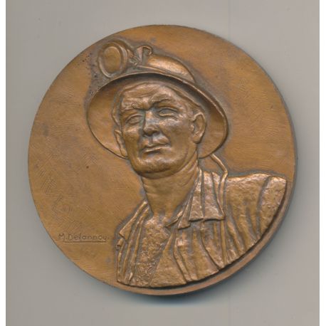 Médaille - Charbonnages de France - 17 mai 1946 - graveur Delannoy - bronze 68mm - TTB+