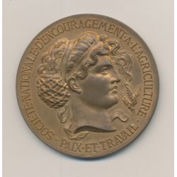 Médaille - Société encouragement agriculture - paix et travail - bronze - 51mm - TTB+