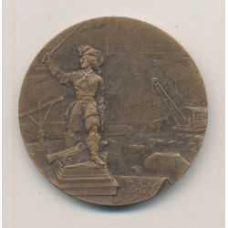 Médaille - Manutention port de Dunkerque - 1920 - Jean Bart - bronze - 41mm - TTB