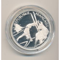 100 Francs - JO Albertville 1992 - Ski acrobatique 1990 - avec écrin et certificat - argent BE - FDC
