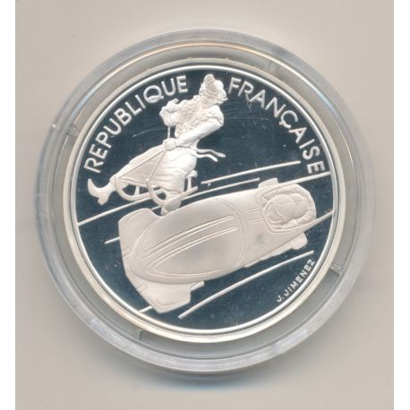 100 Francs - JO Albertville 1992 - Bobsleigh 1990 - avec écrin et certificat - argent BE - FDC