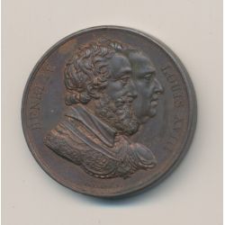 Médaille - Henri IV et Louis XVIII - bronze - 33mm - SUP+