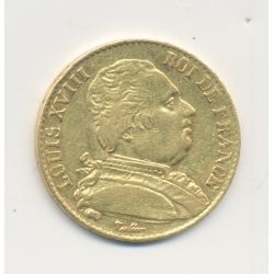 Louis XVIII - 20 Francs Or - 1815 Q Perpignan - Buste habillé - grappe verticale - TTB