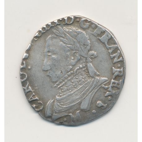 Henri III ( au nom Charles IX ) - Teston buste barbu - 1575 M Toulouse - argent - TB+