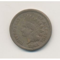 Etats-Unis - 1 Cent 1863 - Tête indien - bronze - TB