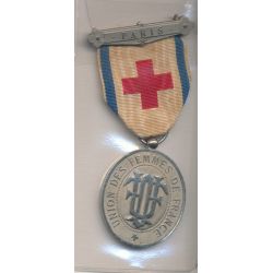 Médaille - Union  des Femmes de France - barrette PARIS - Croix-rouge - ordonnance