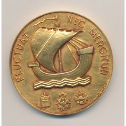 Médaille - Ville de Paris - avec écrin - bronze doré - 49,5mm