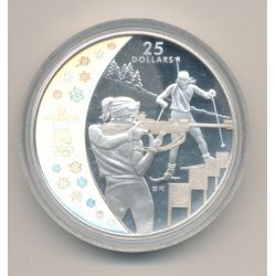 Canada - 25 Dollars 2007 - JO Vancouver 2010 - biathlon - argent 27,78g hologramme - Neuf