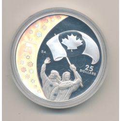 Canada - 25 Dollars 2007 - JO Vancouver 2010 -porte drapeau - argent 27,78g hologramme - Neuf