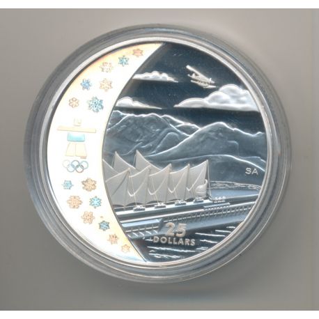 Canada - 25 Dollars 2008 - JO Vancouver 2010 - montagne Vancouver - argent 27,78g hologramme - Neuf