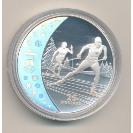 Canada - 25 Dollars 2009 - JO Vancouver 2010 - ski de fond - argent 27,78g hologramme - Neuf